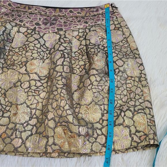 Urban Outfitters Kimchi Blue Floral Metallic Jacquard Pleated Skirt Size 6 - Picture 5 of 9